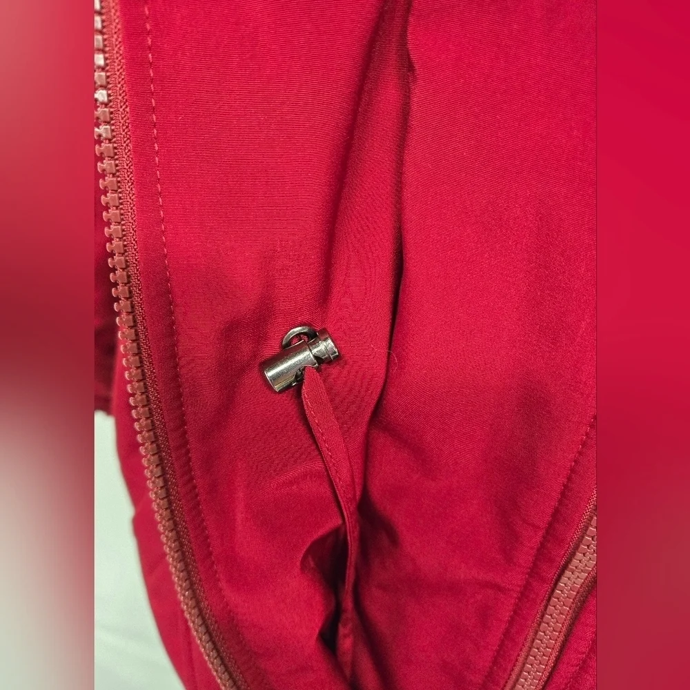 Liz Claiborne S Winter Coat Faux Layered Vest Fleece Drawstring Red Wine